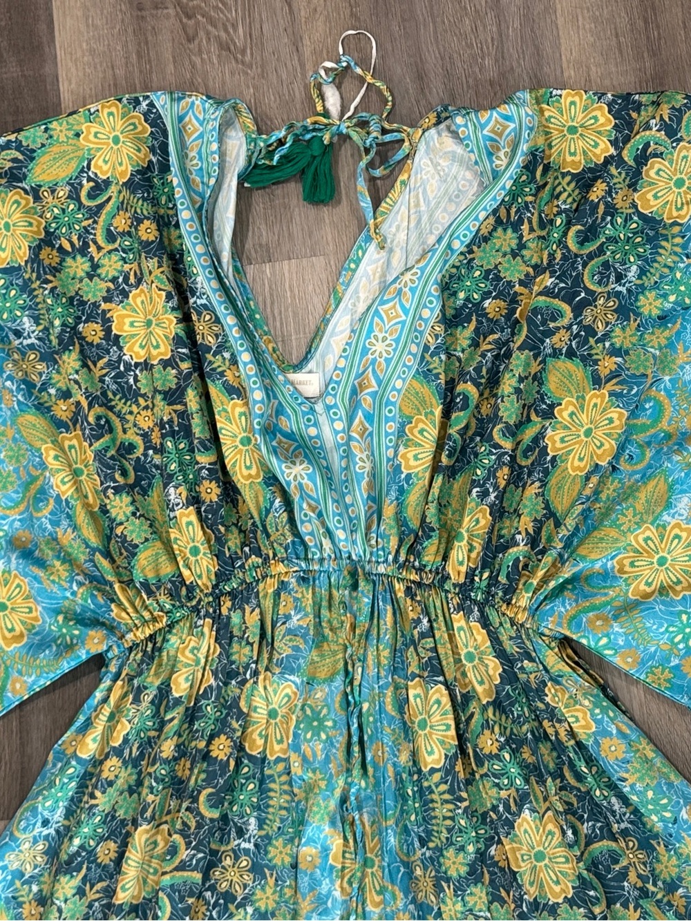 Floral Blue, Lime Green & Yellow Maxi Dress - Lightweight Summer Dress - Picture 2 of 8